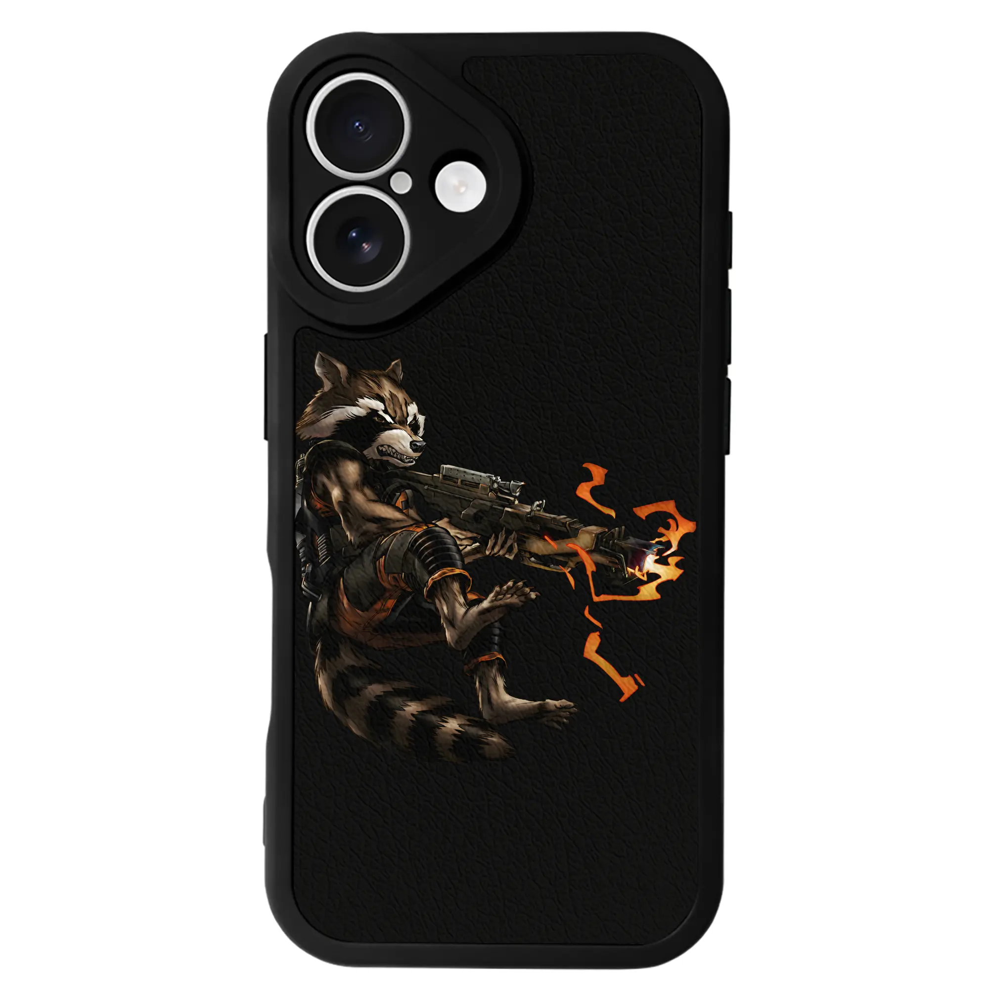 アベンジャーズ (Avenjāzu) グッズ ロケット(Roketto) - IPhone 16シリーズ対応 ・ シリコンスマホケース ・ レザー調 ・ 高精度フィット ・ 耐衝撃 ・ ワイヤレス充電対応 ・ 精密カット